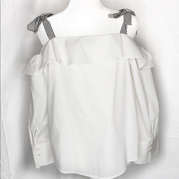 J.Crew Off The Shoulder White Button up bl… M - Picture 3 of 8